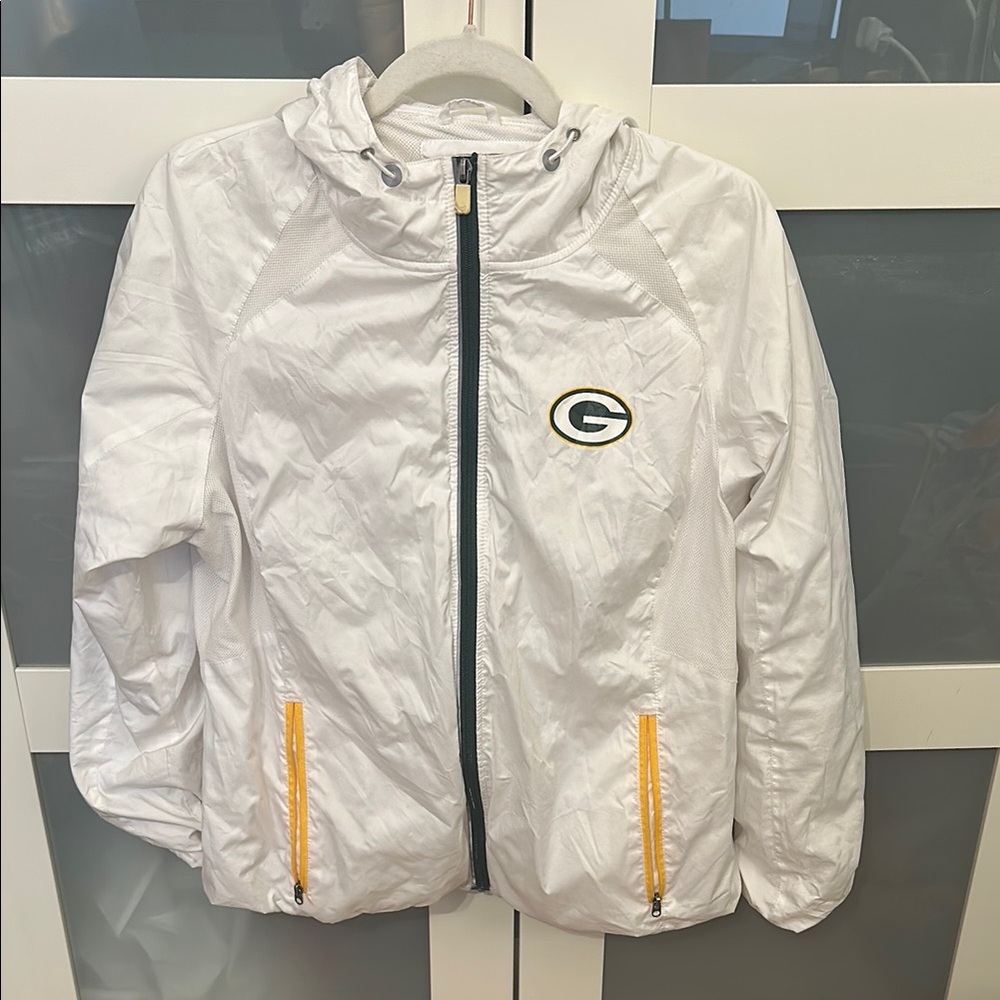 Green Bay Packers White Windbreaker Jacket